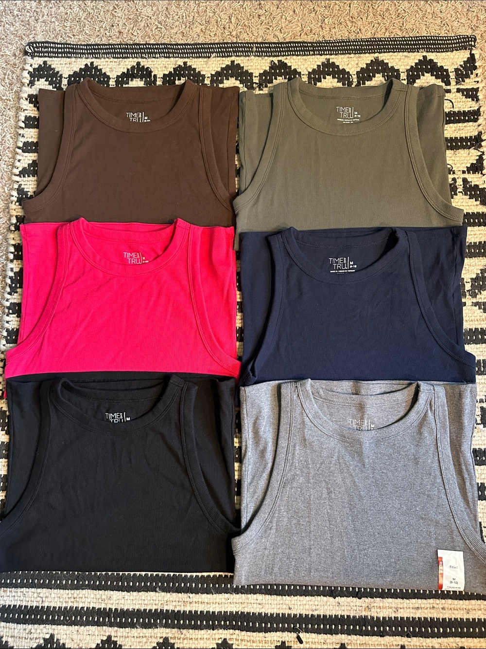 Time and Tru Women's Tank Tops - Brown, Olive, Hot Pink, Navy, Black, Gray